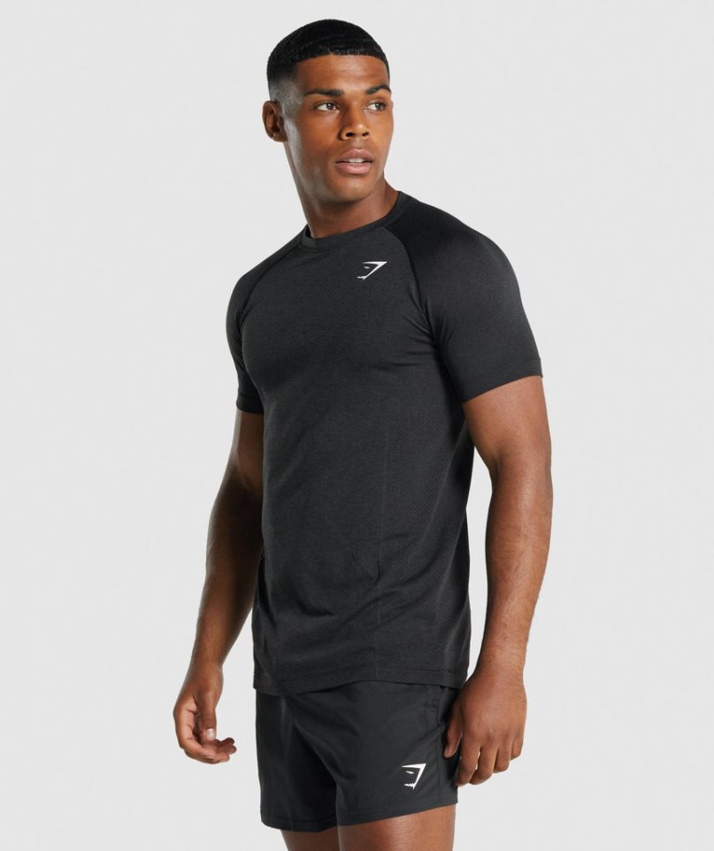 Koszulki Gymshark Vital Light Seamless Męskie Czarne | PL 308LGJ